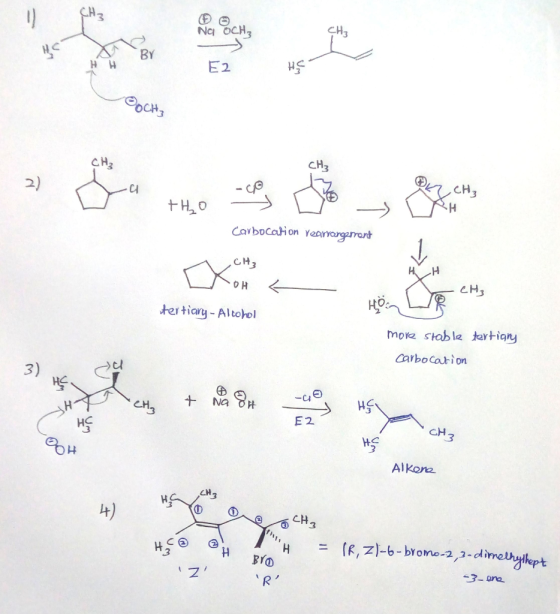 Na OCH3 CH3 BY E2 H H CH3 CH2 .CH3 2) carbocation Yearargarort CH3 H- CH3 O H tertiary-Altohol more stab le tertiany Carbocat