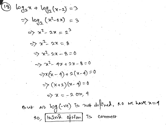 ② log2x + log2 (x-2) =3 => log₂ (2²-2x) = 3 o x², 2x = 23 >> 22-2x = 8 -> W224-820 -> *2- Axe + 2X-8=0 >>x6x-1)+2(x-4)=0 ->(x