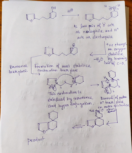 OH H As lone pais of o actk asnoleophile and Ht actks as, alectophile tve char stabilise br c-o Rasooanee taks plaea tos mati