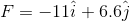 F = -11\hat{i} + 6.6\hat{j}