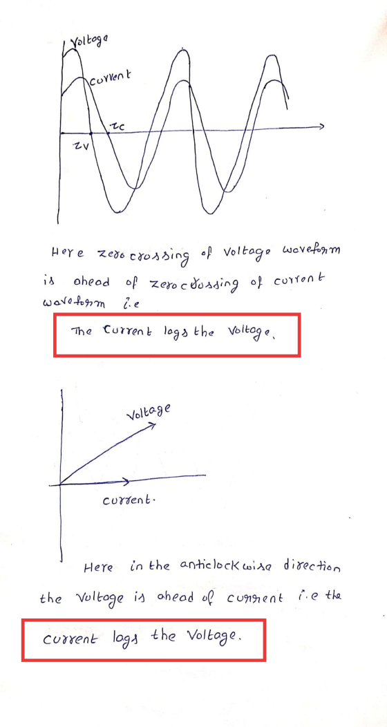Voltage current Zv Here zero is oheod waveform ie zedo crossing of voltage waveform of Zeroc dossing of current The current l