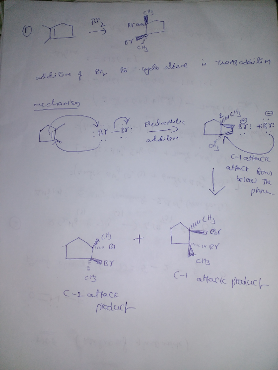 Outro Crh cyclo alkene is trans additim addition og Bry to mechanism Electrophalic Br +Bri Br Br: . .. add him (-l attack aff