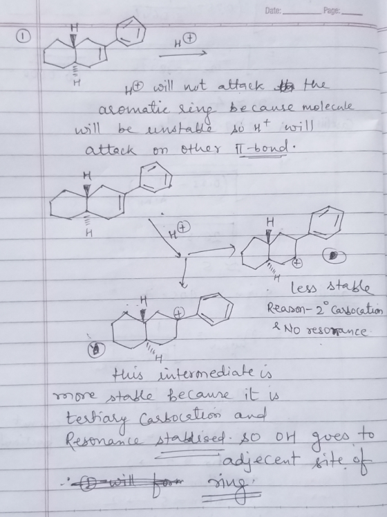 Date: Page: KI He will not attack to the aromatic ring because molecule. will be unstable so it will attack on other IT-bond.