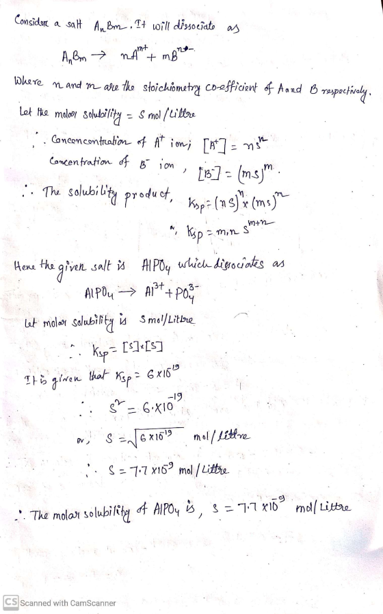 Considone a salt An Bm . It will dissociate as omt min A Bm Ant mort Where n and m are the stoichiometry coefficient of Aand