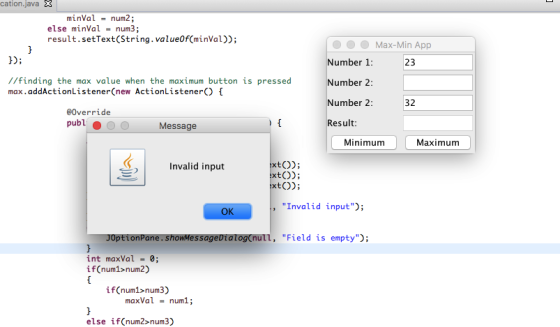 cation.java 3 else minVal num3; result.setText(String.valueOf(minVal)); OOMax-Min App Number 1 Number2 Number 2 Result 23 //f