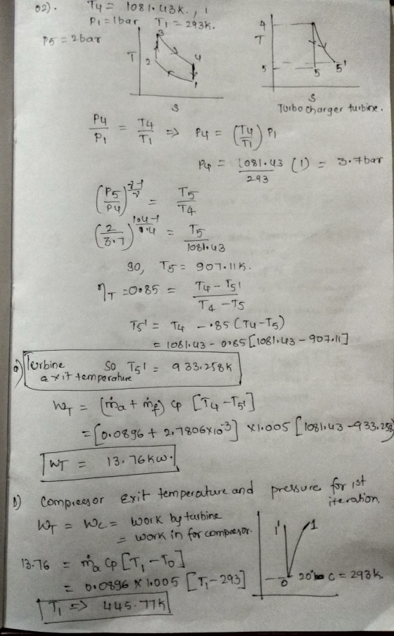 02). Ty = 108 l. 413k., Pilbar Ti - 293k. 15 = 2bar A 5 5 S $ Torbo Charger turbine РЧ T4 11 V P. Pup = P1 1081.43 (1) - 3.7
