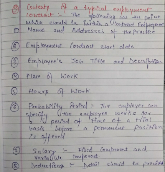 6 Contents of a typical employment contract :- The following are the point which should lu nithin a contract Employment 0 Nam