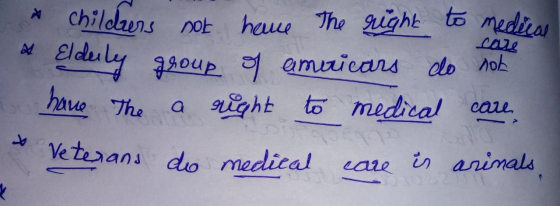 Childns not heue The ight to medica Elde ly haue The care amuicas do hok a ight to medical caue aze in animals Veterans do me