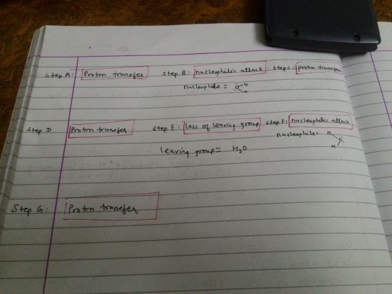 stepe i proton trained ranaten Step A: Proton transfer step B nucleophilic attack nucleophile = öh. Step D Proton traneter St