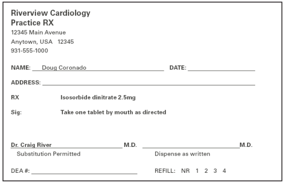 Riverview Cardiology Practice RX 12345 Main Avenue Anytown, USA 12345 931-555-1000 NAME:_ Doug Coronado DATE: ADDRESS: RX Iso