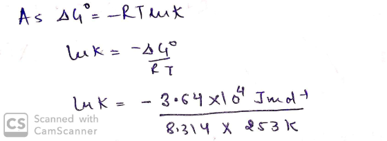As th=-RT auk ux = - Scanned with CamScanner Luk= -3.64x10 Jndt 8.314 X 253k
