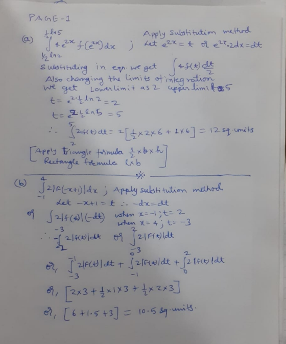 2 lnz we get PAGE 1 I lns Apply substitution method J + 2x f ( 22x) dx , Let e 2x = t or e2%2dx=dt swestituting in egn. we ge