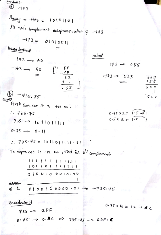 oc 173→ 255 173_→ 53 A D 5 2 173 523 25 S S 2 2 ⓑ-735-75 S 2? First lenb ider it +ve no, ●チ35.75 ヲ35→ 101101111 dddiin Hexadetfmaf チ35-7