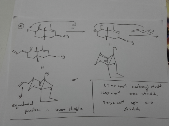 Torant carbonyl stretch 1045 cm cac stretch. 3052 cmt spe call stretch equatorial position in more stable