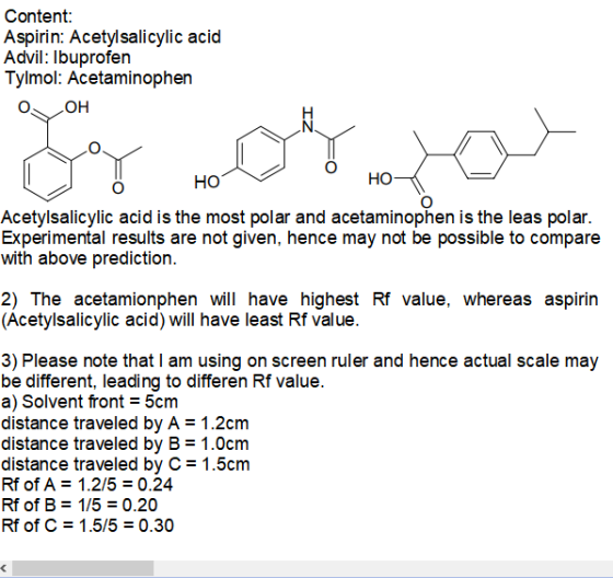 Content: Aspirin: Acetylsalicylic acid Advil: Ibuprofen Tylmol: Acetaminophen OOH Но НО- Acetylsalicylic acid is the most pol
