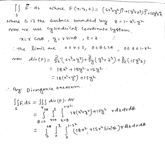 ss ids where f(a, g, z)=(62%y3)2 + (y² + 23) Î 15yzR S where s is the surface bounded by z=1-22-22 rise cyl tindrical coordin