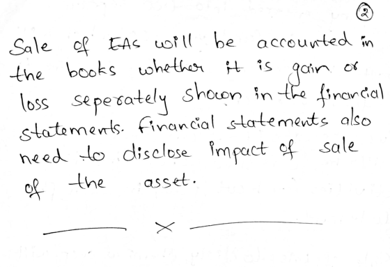 Sale of EAs will be accounted in the books whether it is gain or - loss seperately shown in the financial statements. Financi