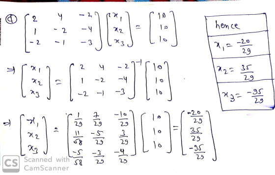 2 -2 ५ 10 hence 2 - 4 ما X2 2 -1 - 3 x3 7, -20 29 12= 35 29 6(SEB -95 29 -10 2) d, 29 29 20 29 35 - 29 -5 29 X2 10 3 29 22 l