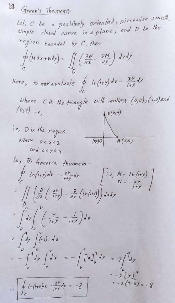 De a Greens Theorem: Let, c be simple closed curve region bounded by C, then . ON Әу. positively oriented, piecewise smooth,