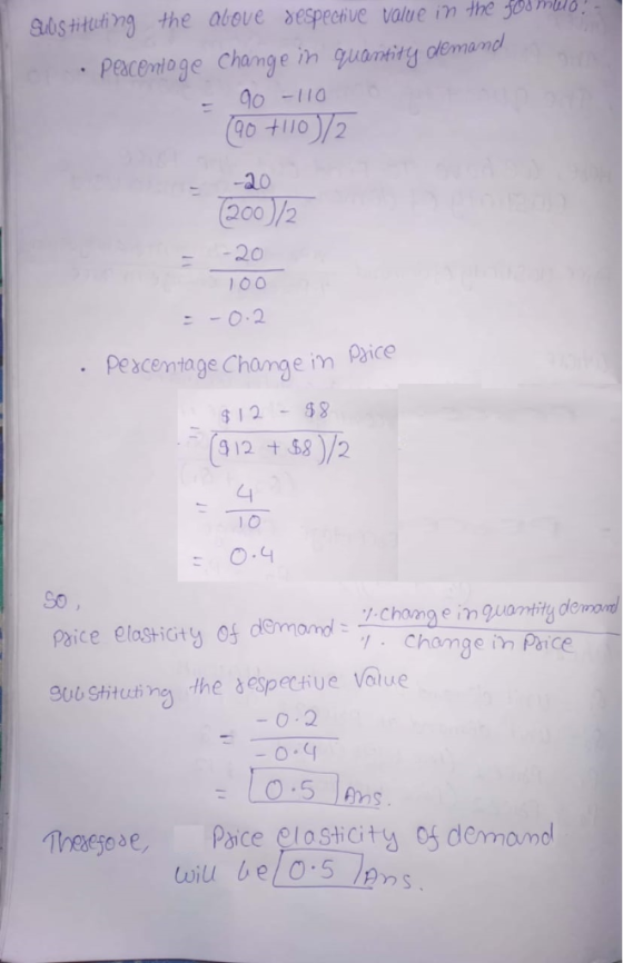 guositung the above sespecive value in the omalb Pacentoge Change in guanting dtemand o t110)/2 90-I1 :20 1O0 pe xceniage Cha