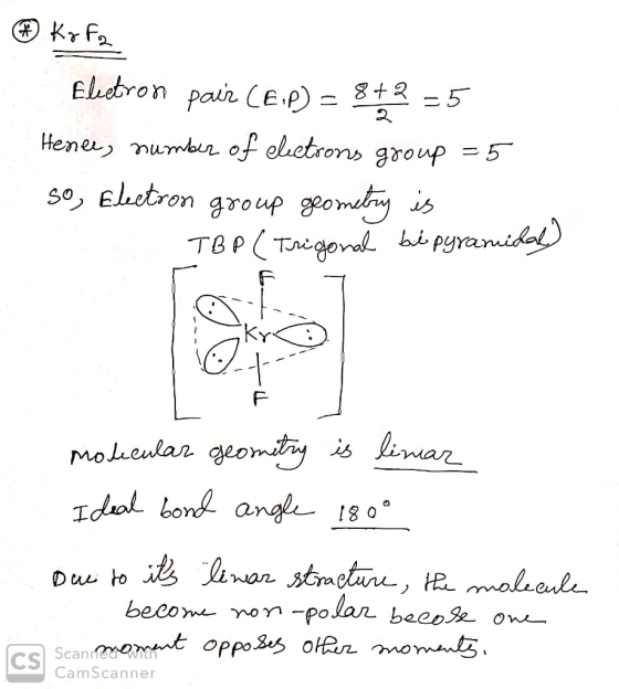 Krfa Electron pair CE.P) = 8+2 = 5 Henee, number of electrons group = 5 so, Electron group geometry is TBP (Trigonal bé pyram