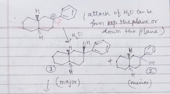 I attack of H₂O can be from seep the plane or down the plane.) Ho pour OH ajor) (menos)