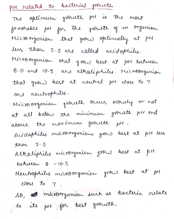 pH related to bacterial grourth The optimum growth pH is the most favorable ph for the growth of an organism. Micro organism