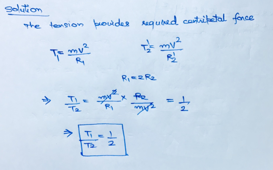 solution the tension provides requined centripetal force mu? To my? R R2 Risara y I TLE Ta myx Pro Ri my NI 2 - Tel T2 2