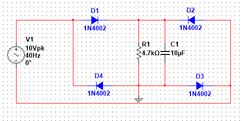 D1 D2 1N4002 1N4002 V1 v. 40Hz 0° D4 D3 1N4002 1N4002