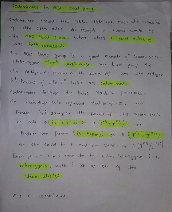 Codominonce in ABO blood group are the the The antigen Qure Codominace means that neither allele can work the expression the