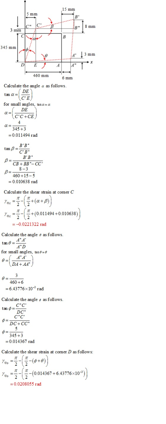 Β 3 mm 345 mm 43 mm 460 mm 6 mm Calculate the angle α as follows tan α for small angles, tan α α DE CE DE CC+CE 345 +3 0.01