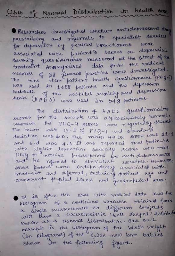 Uses of Normal Distribution in health cone Researches investigated whether antidepressant du pusotibing and meermals to secia