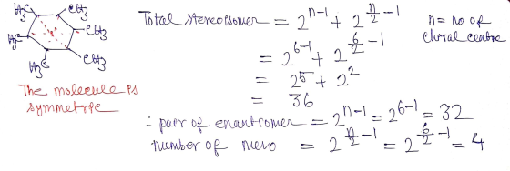 - Total Stereopsoner =2 t Meti felt deeld - 6-1 ha no of Choral centre T The molecule Ps 1. = 25 + 2² symmetype = 36 - part