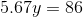 5.67y=86