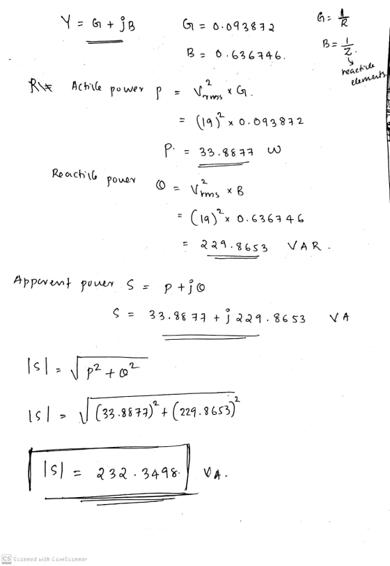 Y=G+jB G = G = 0.093872 Ba Ba 0.636746. Z. reactice elements, Achille 2 power p = Varnas xG. (1953 x 0.093872 LIL P 33.8877 R