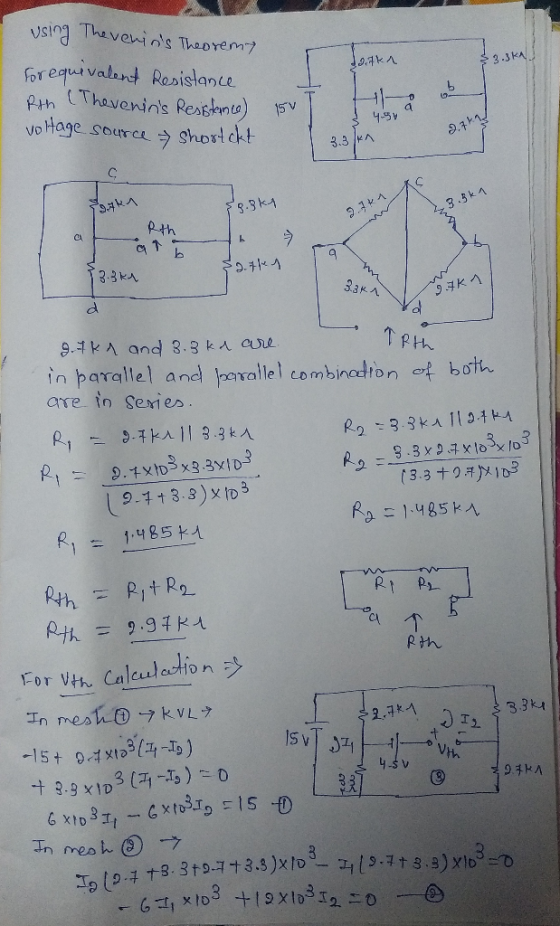 Trika $ 3.3KA using The venins Theoremy for equivalent Resistance Rth (Thevenins Resistance) voltage source & shortckt - 66