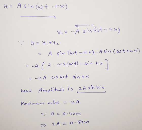 y = Asin (wt - ks) %=- Asin (wt tkal y=9, +42 = A sin (wt alen)-Asin (atakse) F-Ara.cos (wt). sinku =-2 A coswt sinkre here A
