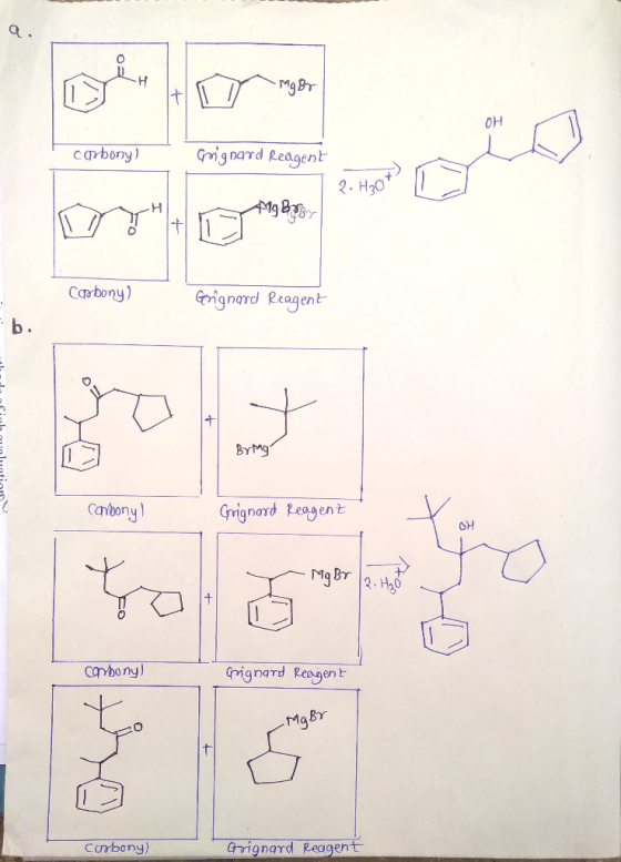 9. o mgor carbony) Grignard Reagent 2. H20ť Carbony) Grignard Reagent doofinhoulution Bringi Combony! Grignard Reagent OH con