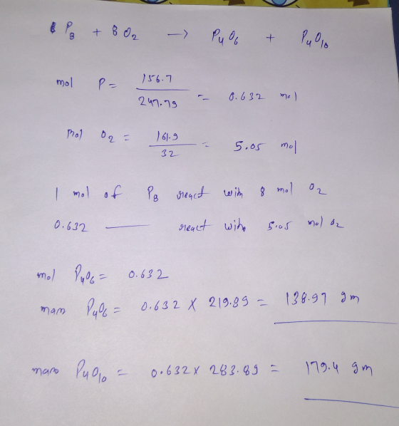 + Pu00 > 156.7 mol 0. 632 241.75 161.9 02- 5.05 mo 32 02 mo m f neat wih 0.632 m. 0.63 2 128-91 3m 219.83 0.63 2 mam 172.4M .