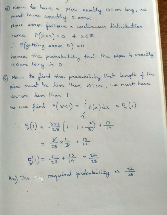 علي O error. Noul error Nous to have pipe exactly bong, exactly 100cm must have exactly follows continuous distribution hence