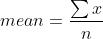 > I mean = n