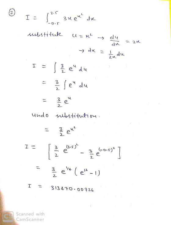 2 3.5 I = 1 zuek die substitute u = n² dy dre 23 dre du 2re S H е“ ач 3 - 2 le du こ eu 2 undo substitution. = 22 е** I = (3.5