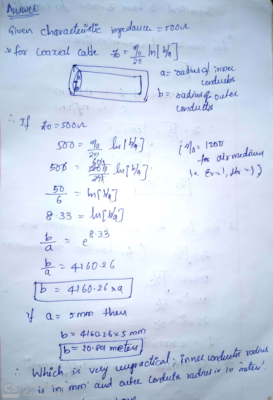 Answer rot worse than at Given characteristic impedauce = soon for Coaxial cable t = % In[ 6/7 out role П аг sa duo ;пиш cond