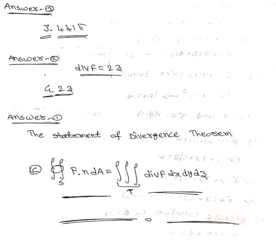 Answer- 3.441 Sihtarft Answer- divfa 23 .. 4.23 C.GE Answer The statement of Divergence Theorem H D-618Of diuf dadyaz Endas 3