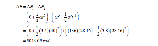 Δθ = Δθ + Δθ, -o-gar)-(ar -ξαν) -o-(34) 140 )-(136)/28.16) - (38) 28 16 ) =5043.09 rad