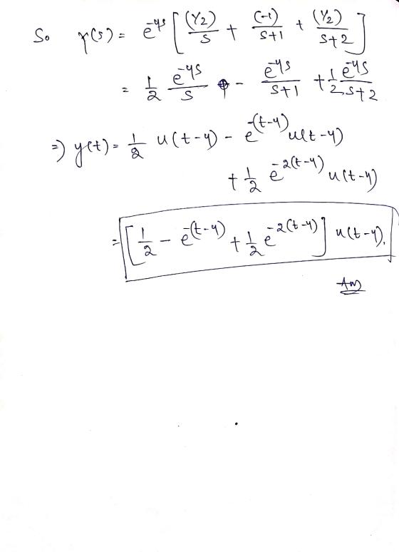 Y2 (-) + So t (Y2) sta S+1 yco)= et le sha sha z thens de 2st2 sti S eft T ult-4) =) yet) a ult-y)- e ta e 2(t-4) t Puct- -et