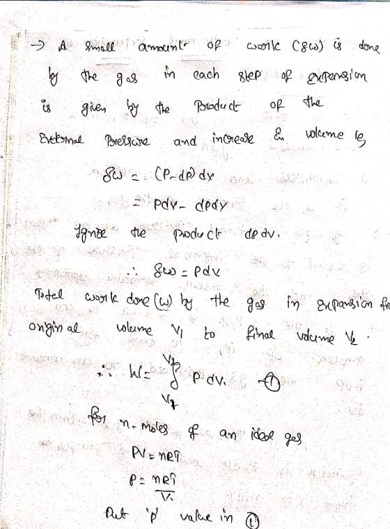 - a small amount of coile (8cd) is done by the gas in each step of gupension is given by the product of the external Pressure