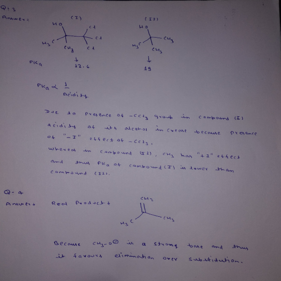 (IJ) (I) Anwer: 43 19 12.6 Acidity (I) in Campound Presence in Cre ane acidity prenence becouse alcahol of effect ot -Ccd3.