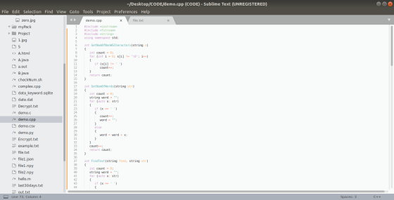/* A.java } } -/Desktop/CODE/demo.cpp (CODE) - Sublime Text (UNREGISTERED) File Edit Selection Find View Goto Tools Project P