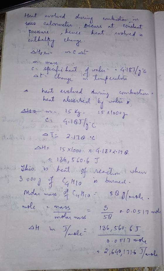 woved during calonmetiu henee comkushnu m conslant evolved is Heat bicurs at heat pressure athelfy ebange change. Atrxn= apec